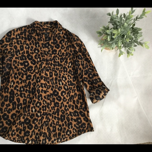 Talbots Animal Print Button Down Blouse - Picture 3 of 5